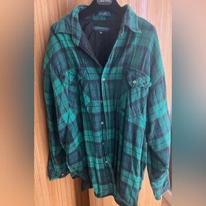 Claybrooke Outdoors Green & Black Plaid Flannel Shirt Jacket